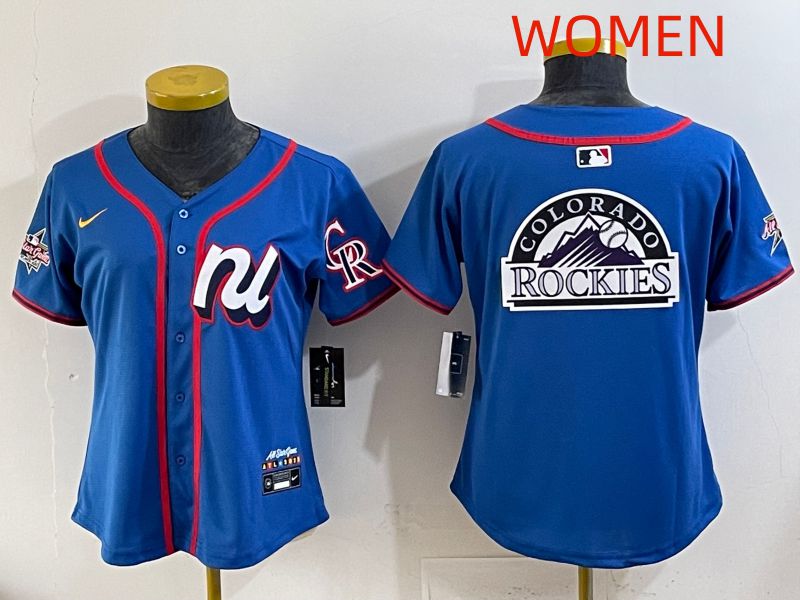 Women 2025 Colorado Rockies Blank Blue All star Nike MLB Jersey style 04